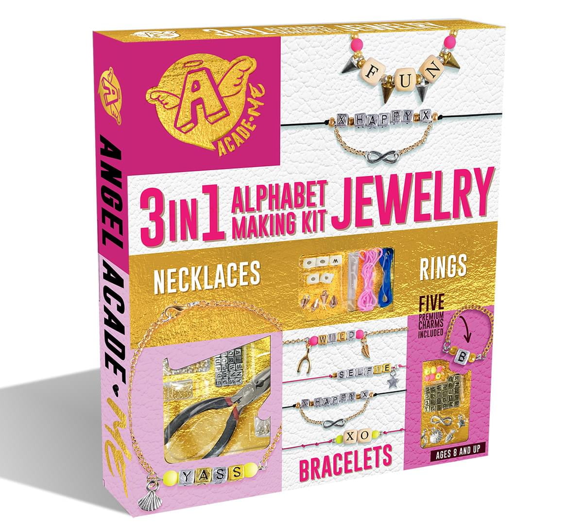 3 In 1 Alphabet Jewelry Making Kit Includes 5 Premium Charms