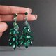 thumbnail image 5 of Pendientes colgantes SSuperp pavo real chapados en oro 14 quilates cristal verde, 5 of 5