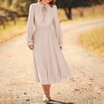 thumbnail image 2 of Dot Print Mignon Shift Robe de Couleur Unie Femmes Dentelle Tenue Quotidienne (Beige S), 2 of 6