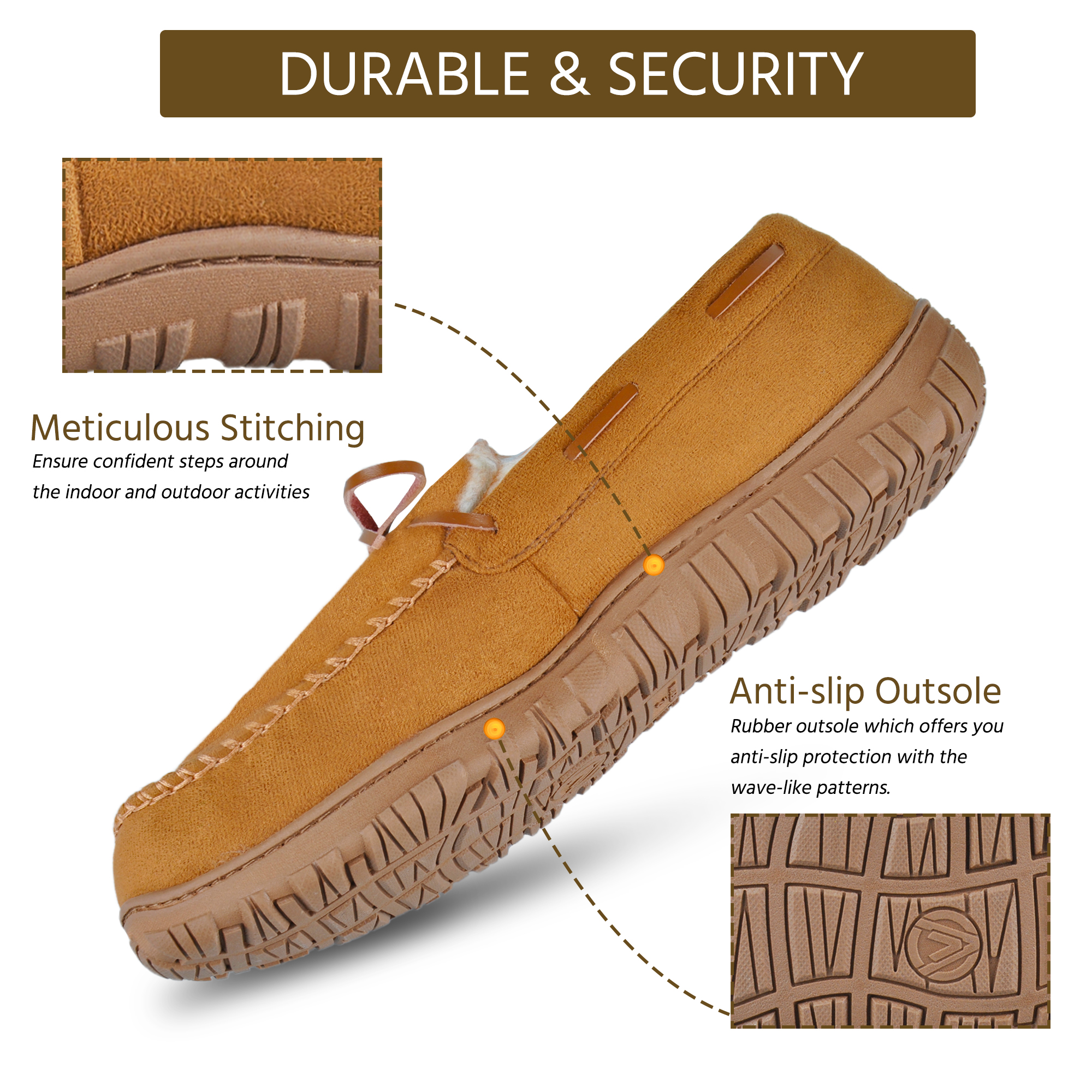 HOMEHOT Men's Moccasin Slippers with Memory Foam photo 5