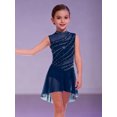 thumbnail image 6 of LiiYii Girls Latin Jazz Lyrical Dance Dress Ballroom Dancewear Ballerina Outfits High-Low Hem Tutu Skirt Navy Blue 14, 6 of 7