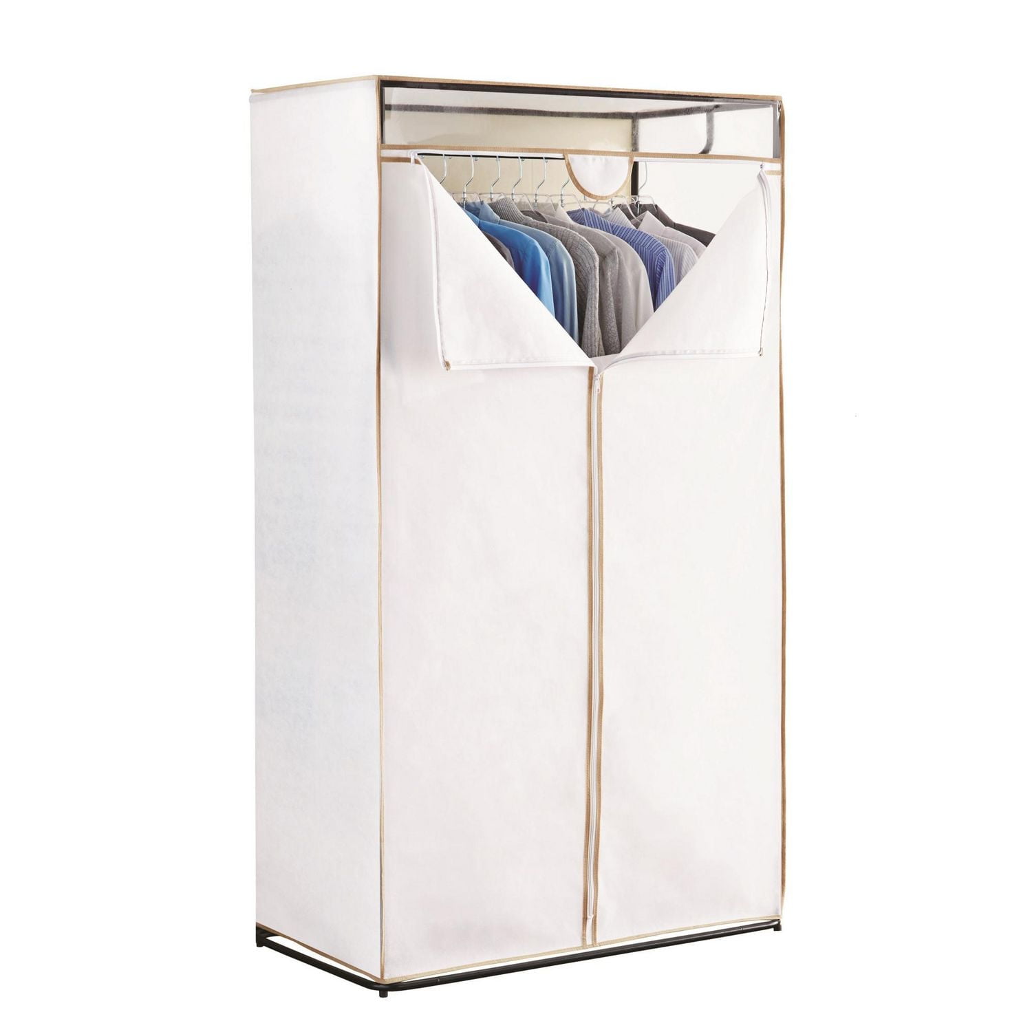 Penderie à vêtements tout en métal de 36 pouces Mainstays, penderie à vêtements en acier à fermeture éclair à un seul niveau, base entièrement en métal pour une structure plus robuste, construction lé