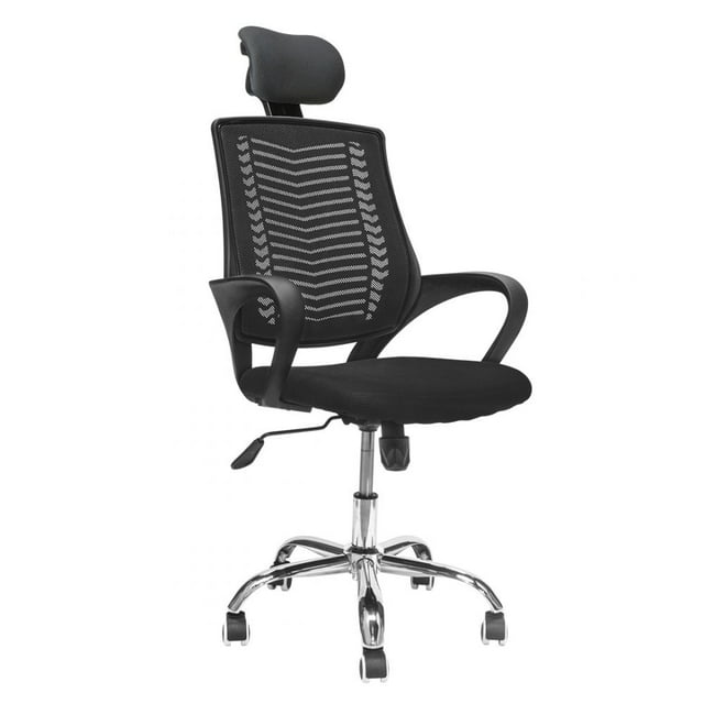 Silla de Oficina Gerencial TOPLIVING Color Negro CON Cabecera Ajustable Y Base Metalica Giratoria