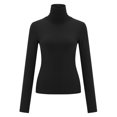 thumbnail image 3 of Holzkary Womens Mock Neck Long Sleeve T Shirts Seamless Tops Turtleneck Slim Fitted Fall Winter Top Basic Clothes 2025 Women's New Advanced Sense Slim Fashion Pure Wind High Neck Base Top Black Xxl, 3 of 8