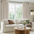 thumbnail image 6 of GLEAMIST 100% Blackout Faux Linen Curtains for Bedroom Living Room, Set of 2, Thermal Insulated Back Tab Drapes, 52”Wx108”L, Cream, 6 of 7