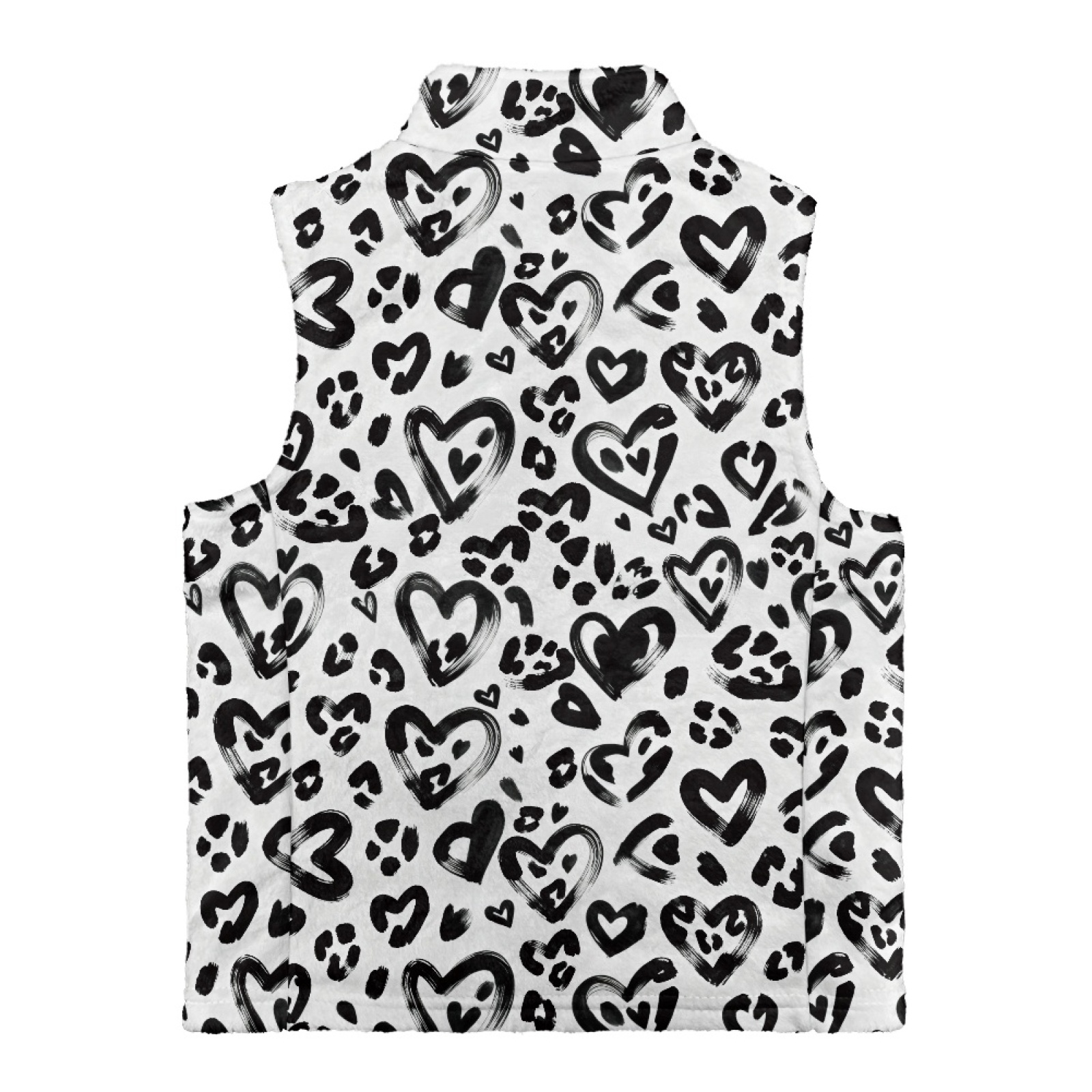 Xoenoiee Heart Leopard Print Girls Fleece Vest Lightweight Sleeveless Jacket Full Zip Running Vest Stand Collar Fall Winter Clothing, Size 3T