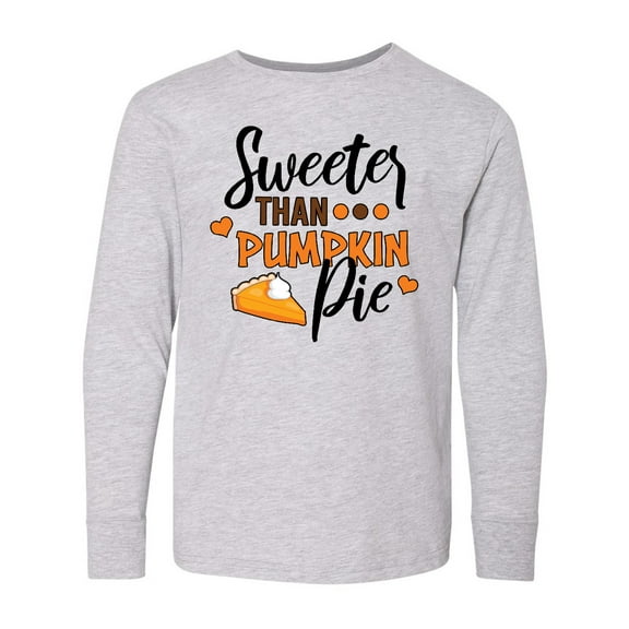 Inktastic Thanksgiving Sweeter Than Pumpkin Pie Long Sleeve Youth T-Shirt