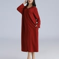 thumbnail image 2 of Defitshape Women's Long Hooded Robe Zipper Front Soft Lightweight Long Sleeve Zip Up Bathrobe Comfy Spring Fall Sleeping Lounge Calf Length Maternity Housecoat Burgundy Large, 2 of 4