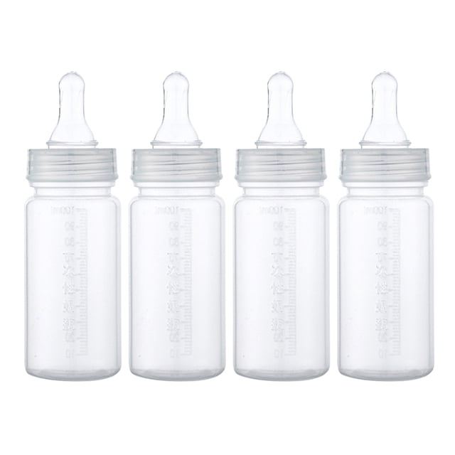 4 biberones desechables de plástico con báscula para bebés de 0 a 3 meses.