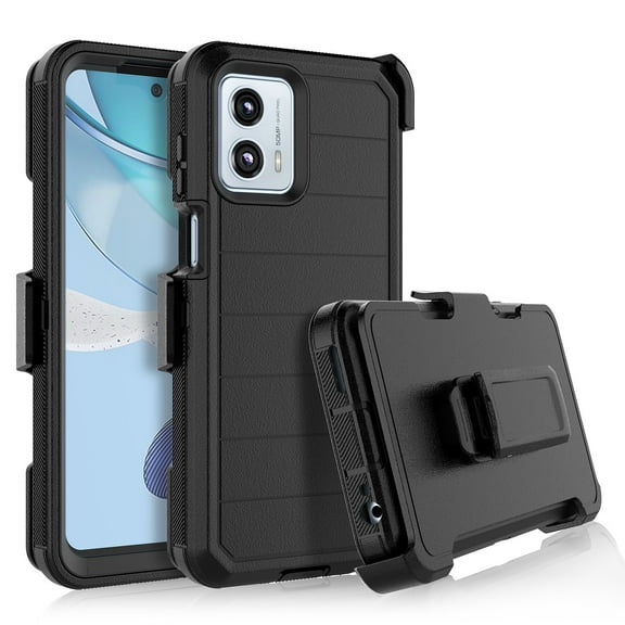 for Motorola Moto G 5G 2023 Case, Heavy Duty Rugged Defender Case with [Belt Clip Holster] [Built in Screen Protecotr], Shockproof Full Body Protection Kickstand Cover for Moto G 5G (2023) Black