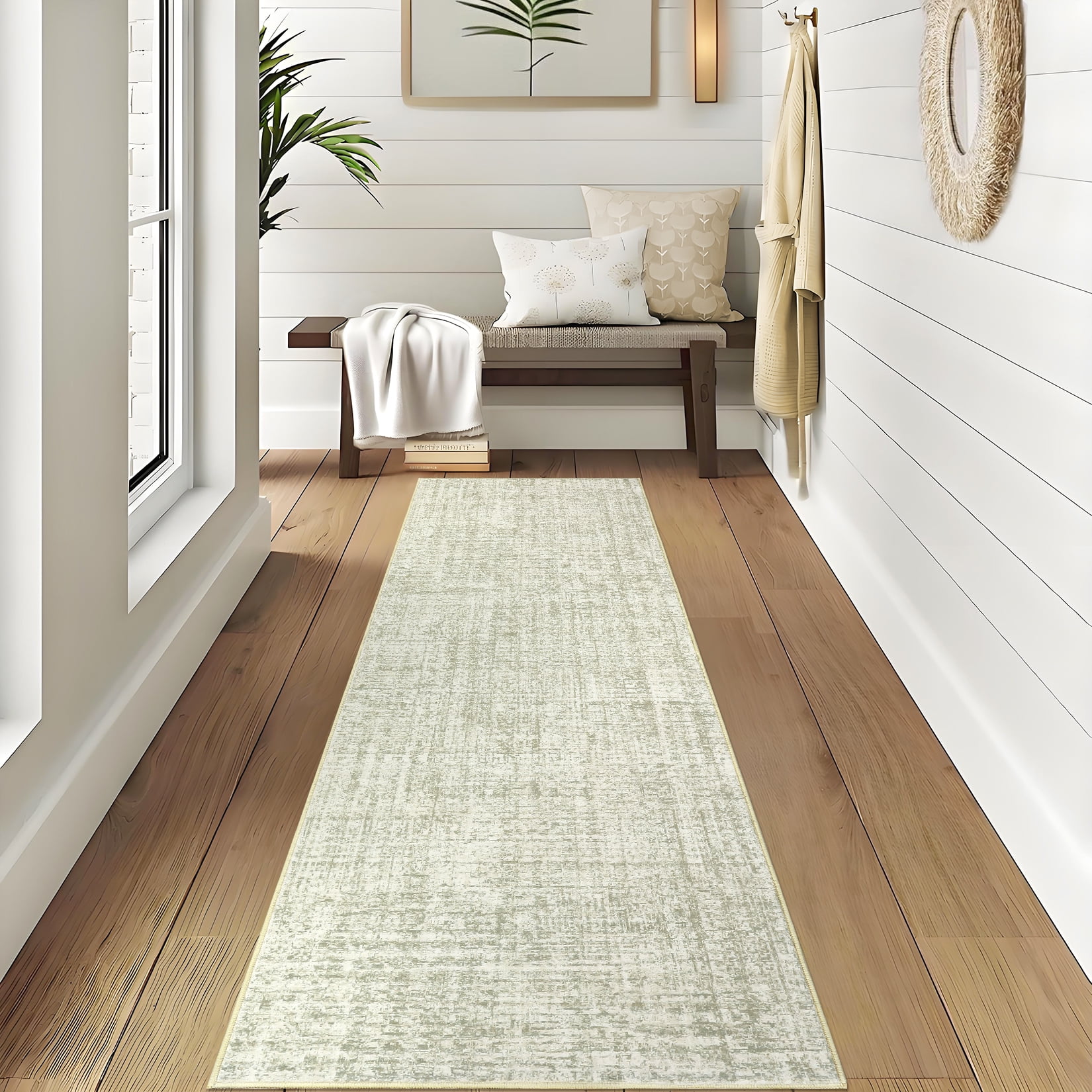 Area Rugs, Washable Large Rugs for Living Room Bedroom, Low Pile Soft Carpet, Modern Abstract Neutral Design, Non Slip & Non Shedding Foldable Floor Mats for Home Decor