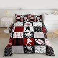 thumbnail image 2 of Homewish Gamer Baseball Football Bedding Comforter Set 2pcs for Kids Teens Adults,Black Red Twin Comforter Sets Microfiber,Sport Geometric Plaid Breathable Bedding Set,Lightweight Room Decor, 2 of 8
