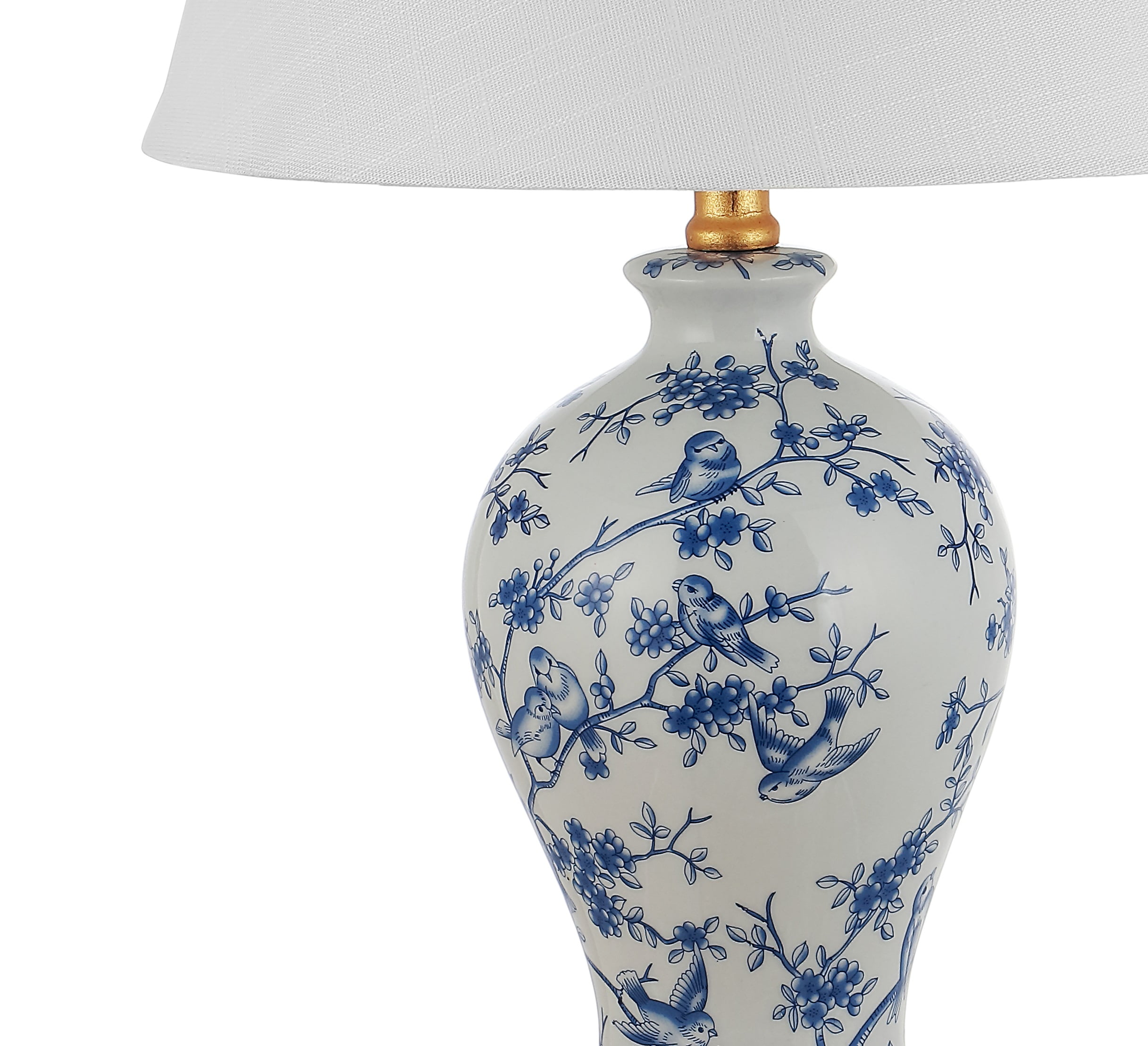 JONATHAN Y Grace 24" French Country Cottage Ceramic/Iron Floral Urn LED Table Lamp, Blue/White, JYL3009B