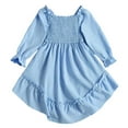thumbnail image 6 of Fall Dresses,Girls Dress Square Neck Flutter Sleeves Ruffle Hem Party Outfit,Dresses,Z02 Blue,4-5 Years, 6 of 7