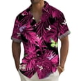 thumbnail image 4 of IWRICH Hawaiian Shirt for Men Short Sleeves Tropical Printed Casual Button down Summer Beach Floral Shirts Hot Pink XXXL, 4 of 4