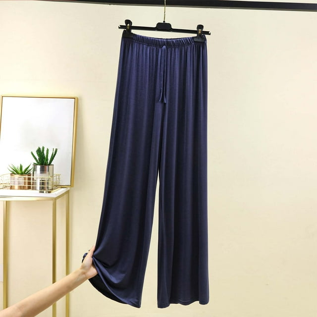 asjyhkr Womens Wide Leg Pants Loose Fitting Soft Comfy Modal Sleep Pants Summer Lounge Trousers