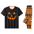 thumbnail image 5 of Family Matching Halloween Pajamas Set - 2 piece Pumpkin Face Print Short Sleeve Top and Pants Loungewear,Happy Halloween Festivel Theme Gifts for Whole Family for L Pjs, 5 of 8