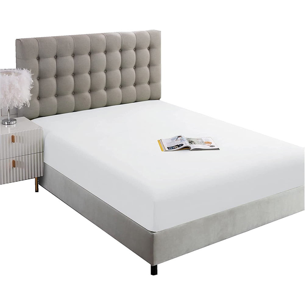 Fitted Sheet Queen Size,Soft Microfiber White Fitted Bottom Sheet Only