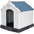 thumbnail image 6 of Large Plastic Dog House Indoor Outdoor Doghouse Dog Kennel Easy to Assemble Puppy Shelter with Air Vents Elevated Floor Waterproof, 6 of 10