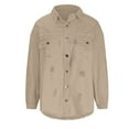 thumbnail image 5 of IROINNID Denim Jacket for Women Long Sleeve Turndown Lapel Color Wash Jean Jacket Solid Color Lightweight Button Down Basic Outerwear,Khaki, 5 of 5