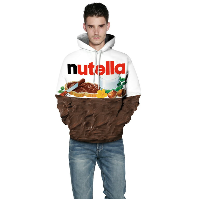 snacks trend hoodie neck casual printing 3D pattern pullover autumn couple loose sweater Nutella round long-sleeved