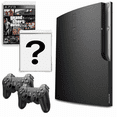 thumbnail image 1 of Sony Playstation 3 PS3 Console Slim 120GB Black with GTA V, A Bonus Game and 2 Retrofam Controllers (Refurbished), 1 of 5