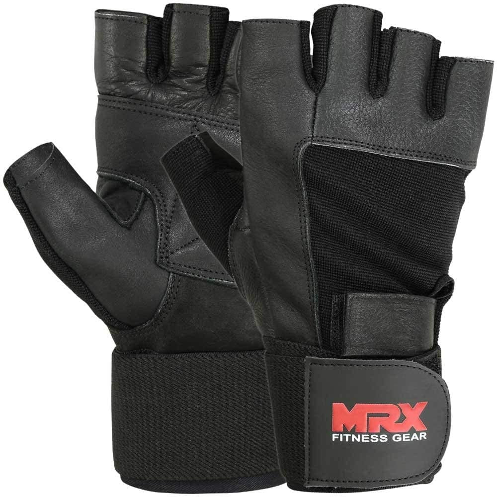 Real Leather Gloves Finger Less Gym Weight Training Fitness Glove Weightlifting 