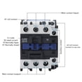 thumbnail image 3 of AC Contactor 32A 3 Pole 3 Phase 50HZ Coil Normally Open Industrial Electric Power Contactor 35mm DIN Rail Mounting, 3 of 8