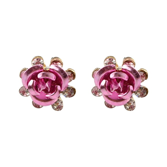 XZNGL Crystal Rings Diamond Ring Diamonds And Rose Fashionable Crystal Flower European And American Diamond Rose Earrings