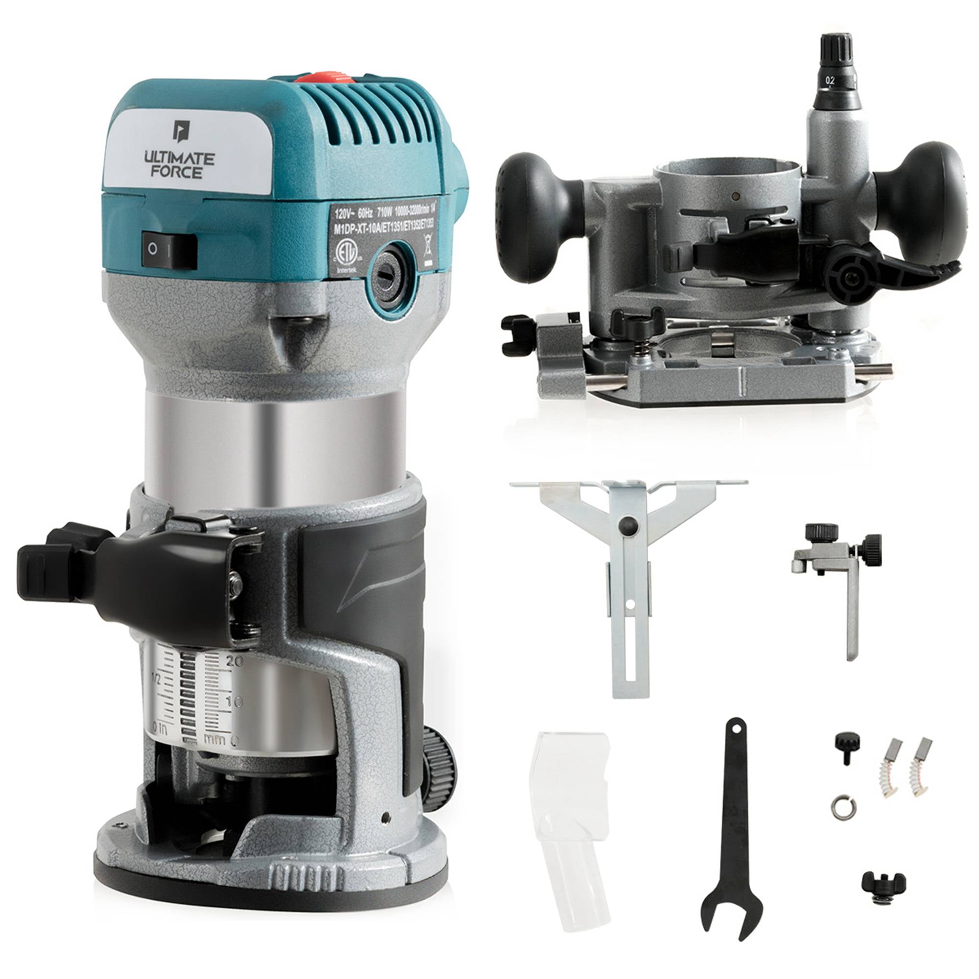 1.25HP Palm Router Kit Variable Speed Woodworking Tool w/ Fixed Base&Plunge Base 1.25HP Palm Router Kit Variable Speed Woodworking Tool w/ Fixed Base&Plunge Base