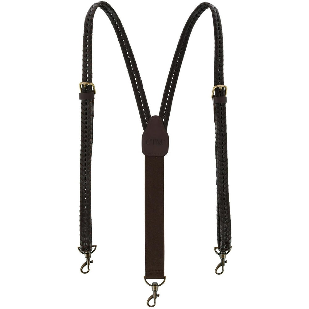 CTM CTM® Coated Leather Flat Braided Suspenders with Metal Swivel