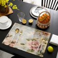 thumbnail image 3 of Farmhouse Pink Floral Placemats Set of 6, Spring Vintage Botanical Flowers Washable Wipeable Table Mats for Dining Tables, Indoor Outdoor Kitchen Place Mats for Holiday Party Table Decor, 3 of 9