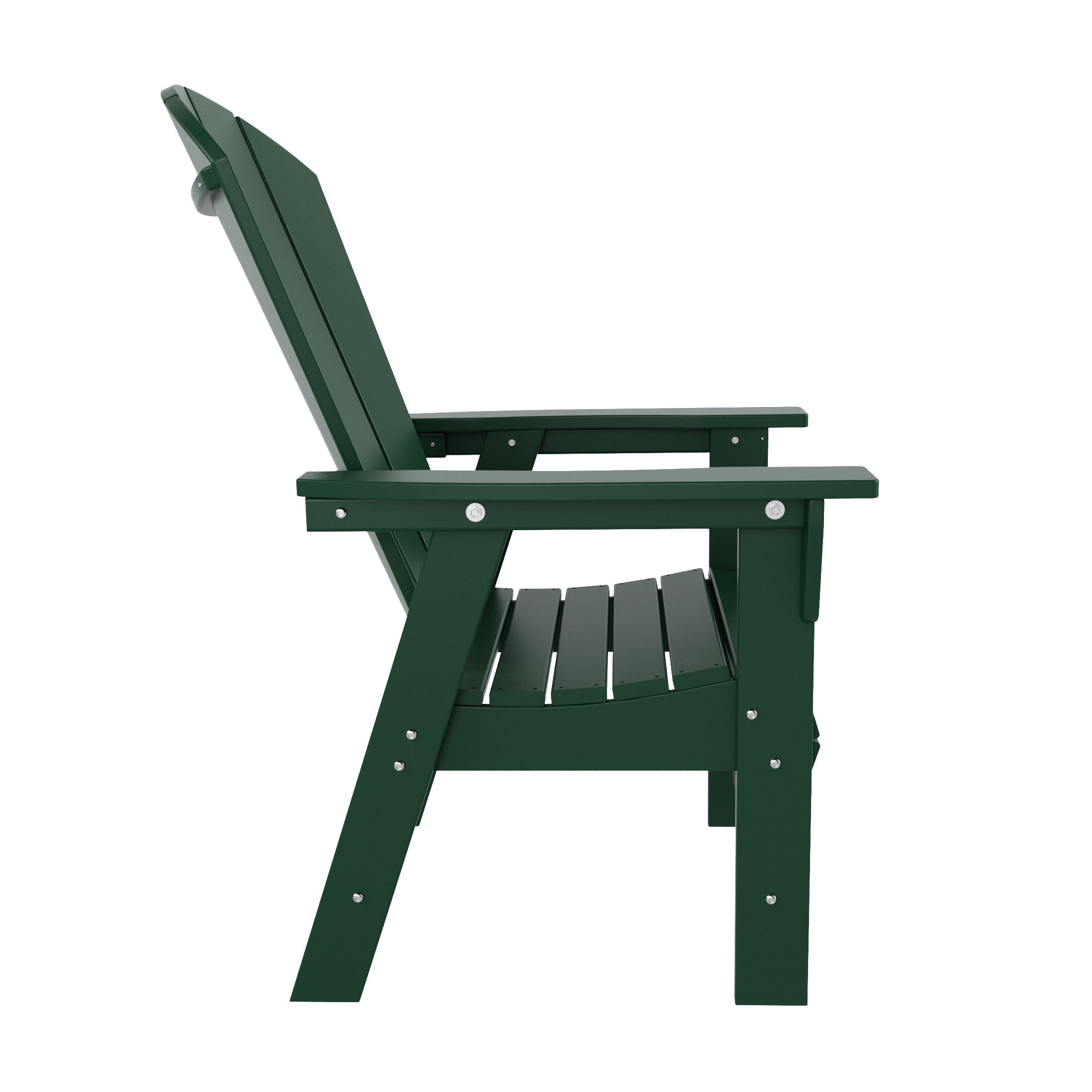 WestinTrends Malibu 5 Piece Adirondack Patio Dining Set, All Weather Poly Lumber Outdoor Table and Chairs Furniture Set, 47" Trestle Round Dining Table and 4 Adirondack Dining Chair, Dark Green