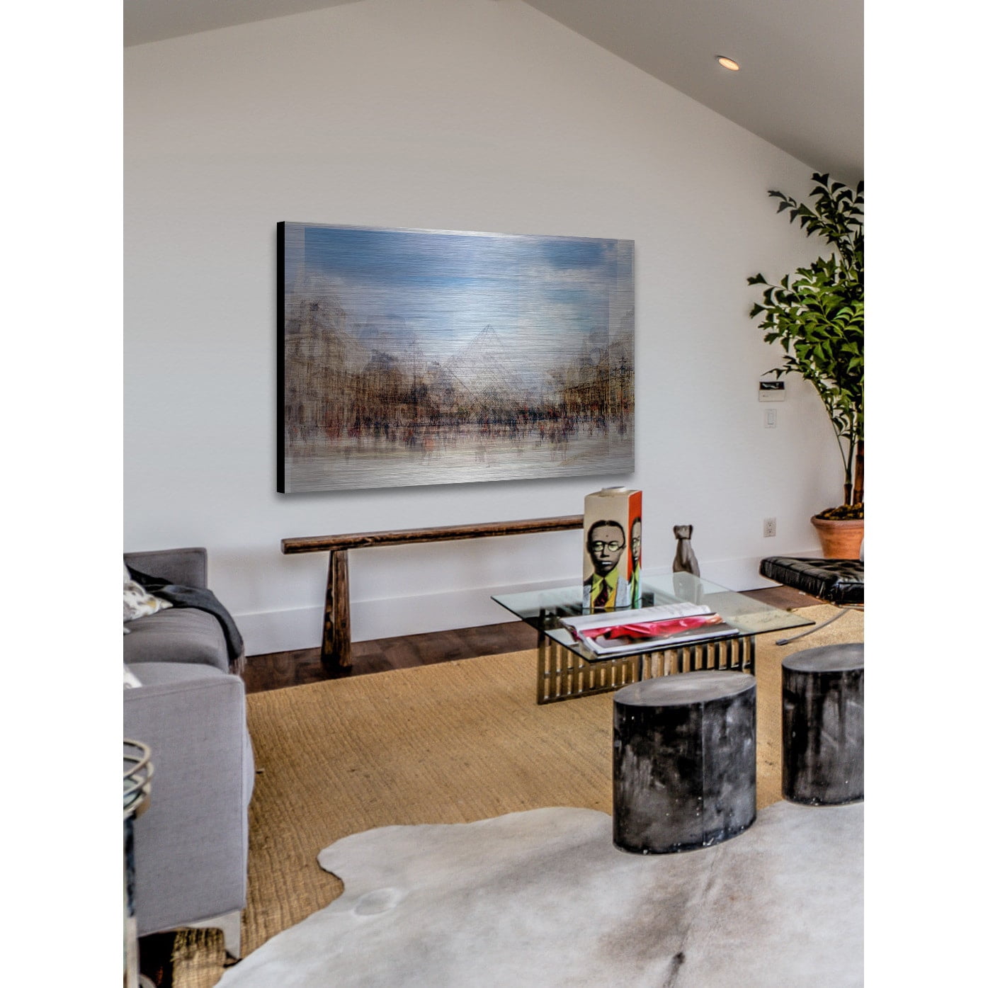 "Place Des Artistes" Painting Print on Brushed Aluminum