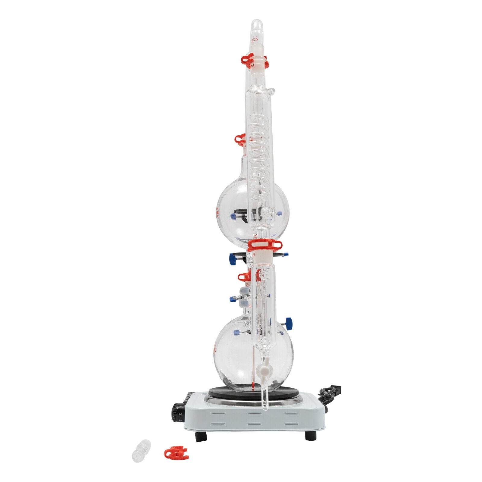 1000ml Countertop Essential Oil Distillation Apparatus Glassware with Condenser & Hot Stove