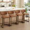 thumbnail image 5 of Zesthouse 25.6" Modern Counter Height Bar Stools Set of 2, Faux Leather Upholstered with Curved Back, Antique Brass Metal Base, Kitchen Island Bar Chairs, Brown, 5 of 10