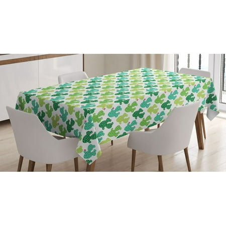 

Succulent Tablecloth Cactus with Flower Spikes Desert Plantation Rectangle Satin Table Cover Accent for Dining Room and Kitchen 60 X 84 Green Dark Seafoam by Ambesonne