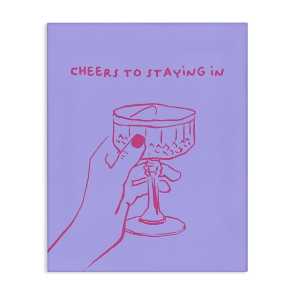 Stupell Industries Cheers To Staying In Food & Beverage Painting Wrapped Canvas Art Print Wall Art, 16 x 20
