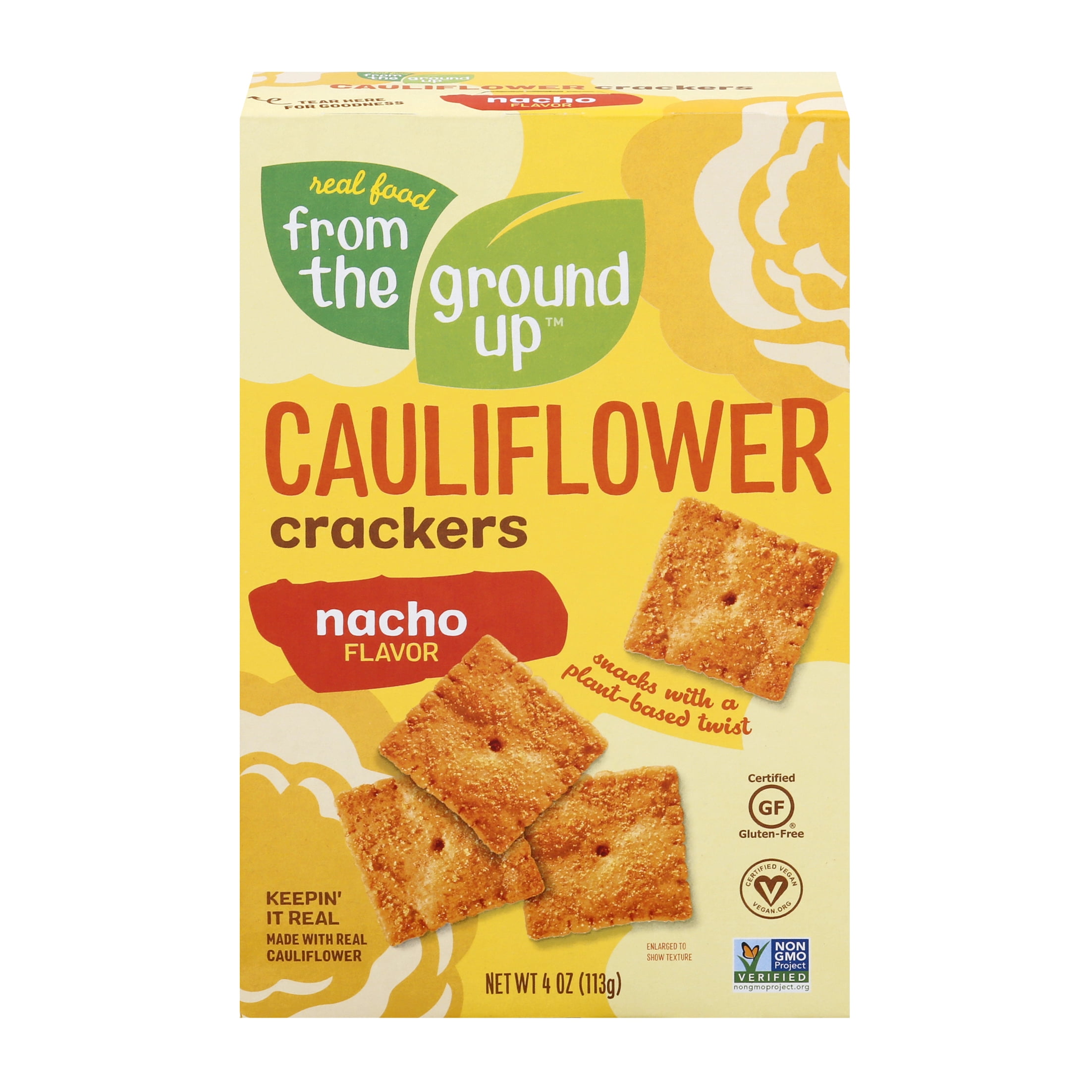 From The Ground Up Cauliflower Crackers Nacho Flavor, 4 Oz