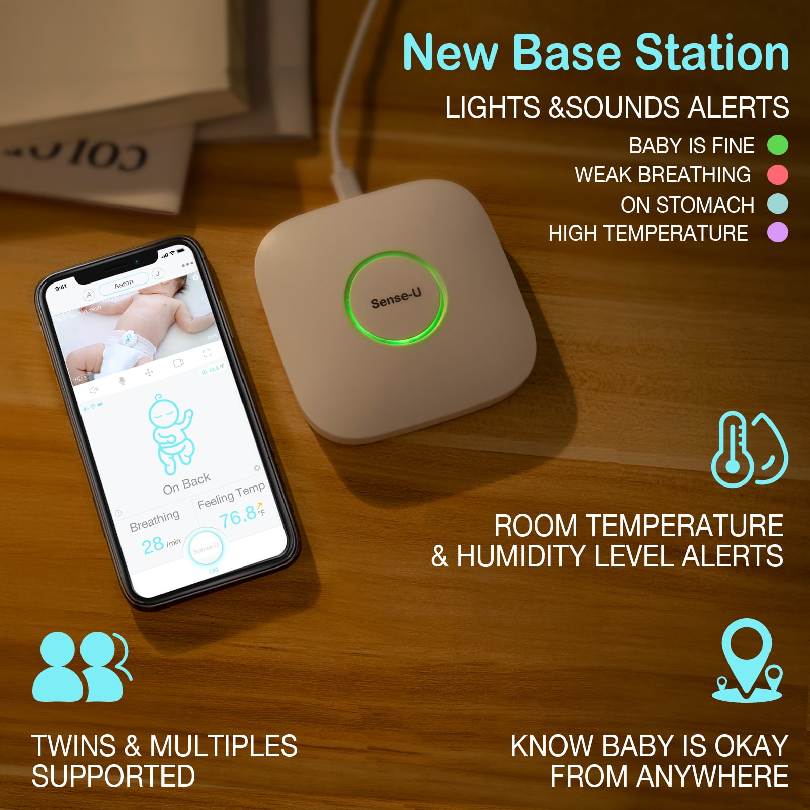 Sense-U Base Station (2.4 GHz) - Compatible with The Sense-U Baby Monitors and Lets You See Your Baby's Sleep from Anywhere (Baby Monitor Not Included)