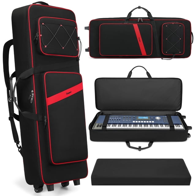 Funda para teclado BOSSTIN de 61 teclas con ruedas y correas de mochila