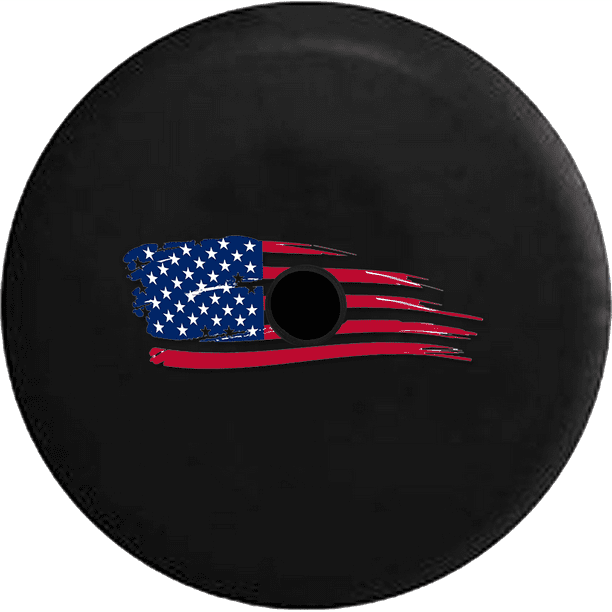 2018 2019 Wrangler JL Backup Camera Vintage Distressed American Flag Painted Look Spare Tire