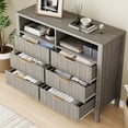thumbnail image 2 of Fluted 6 Drawer Dresser for Bedroom, 47.2" Wide Wood Chest of Drawers with 2 Open Shelves, Modern Bedroom Dresser for Closet, Living Room, Entryway, 2 of 6
