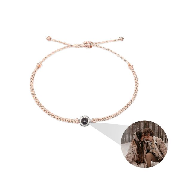 Pulsera con dijes de proyección, pulseras de cuerda trenzadas ajustables para parejas