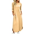 thumbnail image 2 of UKHCCC Women's Casual Loose Fit Maxi Dress T-Shirt with Pockets Long Side Slit Flowy Summer Beach Vacation Solid Color Cotton S-3XL, 2 of 7