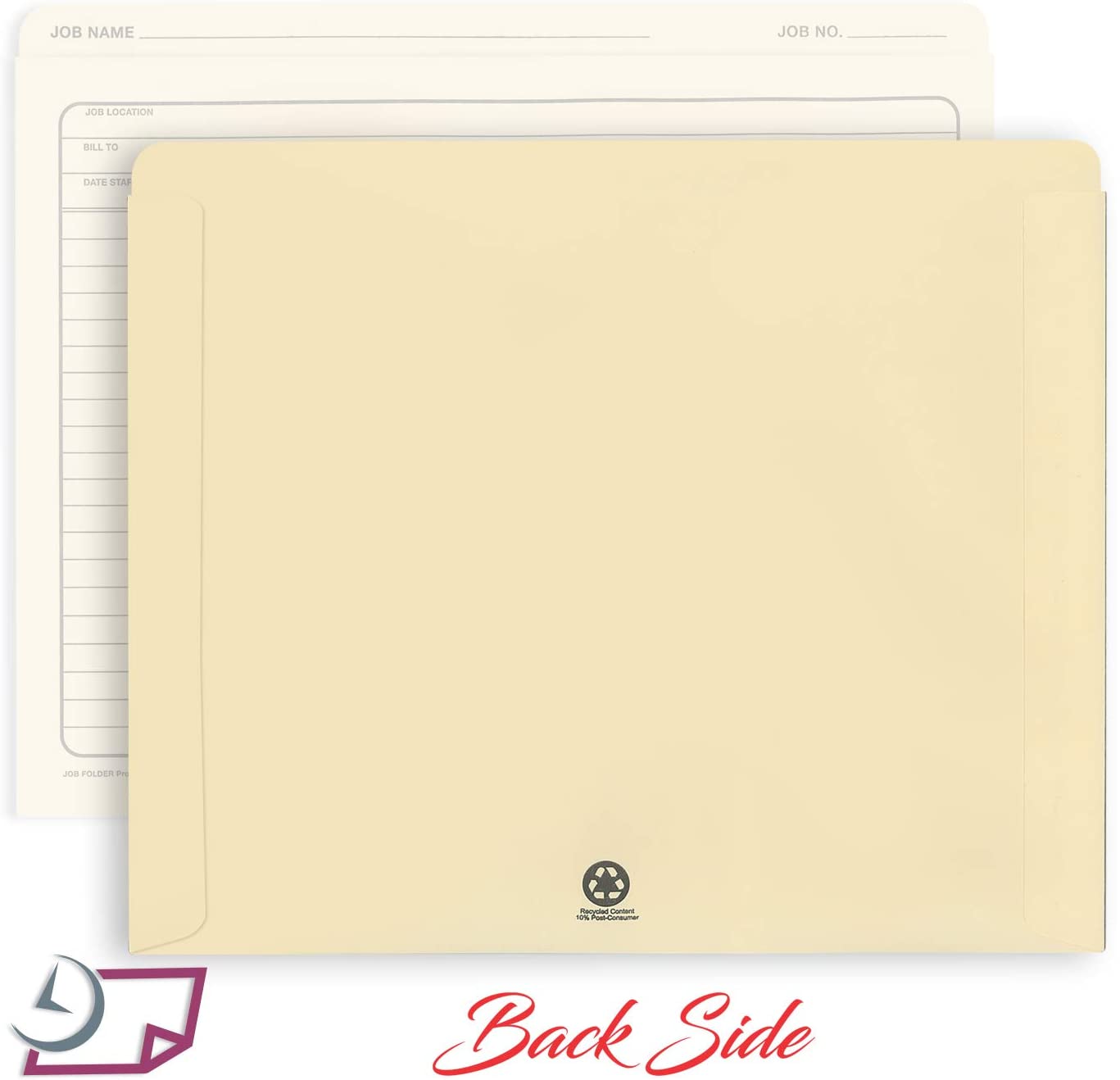 Job Folders Manila File Jacket 10” x 12” – Heavy Duty - Preprinted to Track Job Progress, Calculating Cost, and Customer Correspondences - 50 Folders