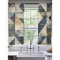 thumbnail image 2 of Rhombus Navy Blue Green Sheer Curtains 72 Inch Length 2 Panels Set, Geometric Modern Abstract Voile Window Treatment Rod Pocket Curtains Sheers Drapes for Bedroom/Living Room/Kitchen 52"x72"x2, 2 of 7