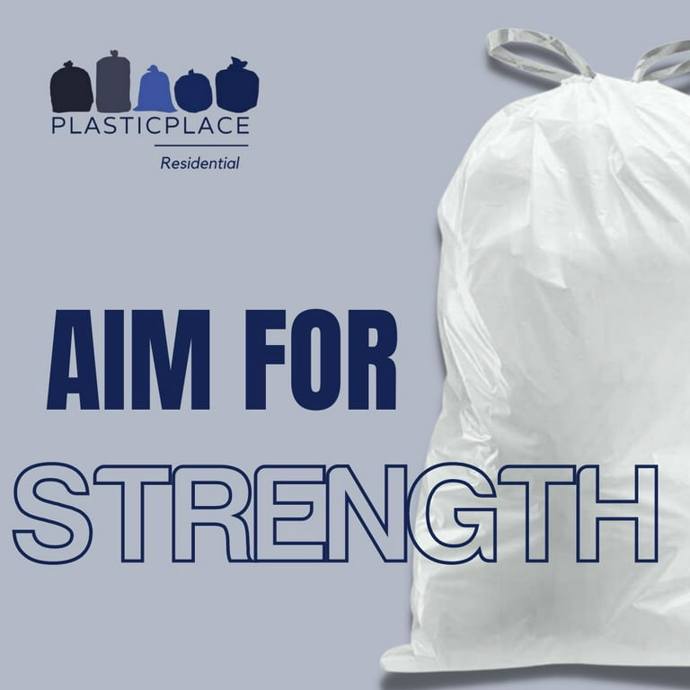 Plasticplace Drawstring Trash Bags 4 Gallon 200 Count White