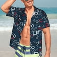 thumbnail image 5 of Lsque Navy Blue Geometric pattern Hawaiian Shirt for Men, Unisex Summer Beach Casual Short Sleeve Button Down Shirts-3X-Large, 5 of 9
