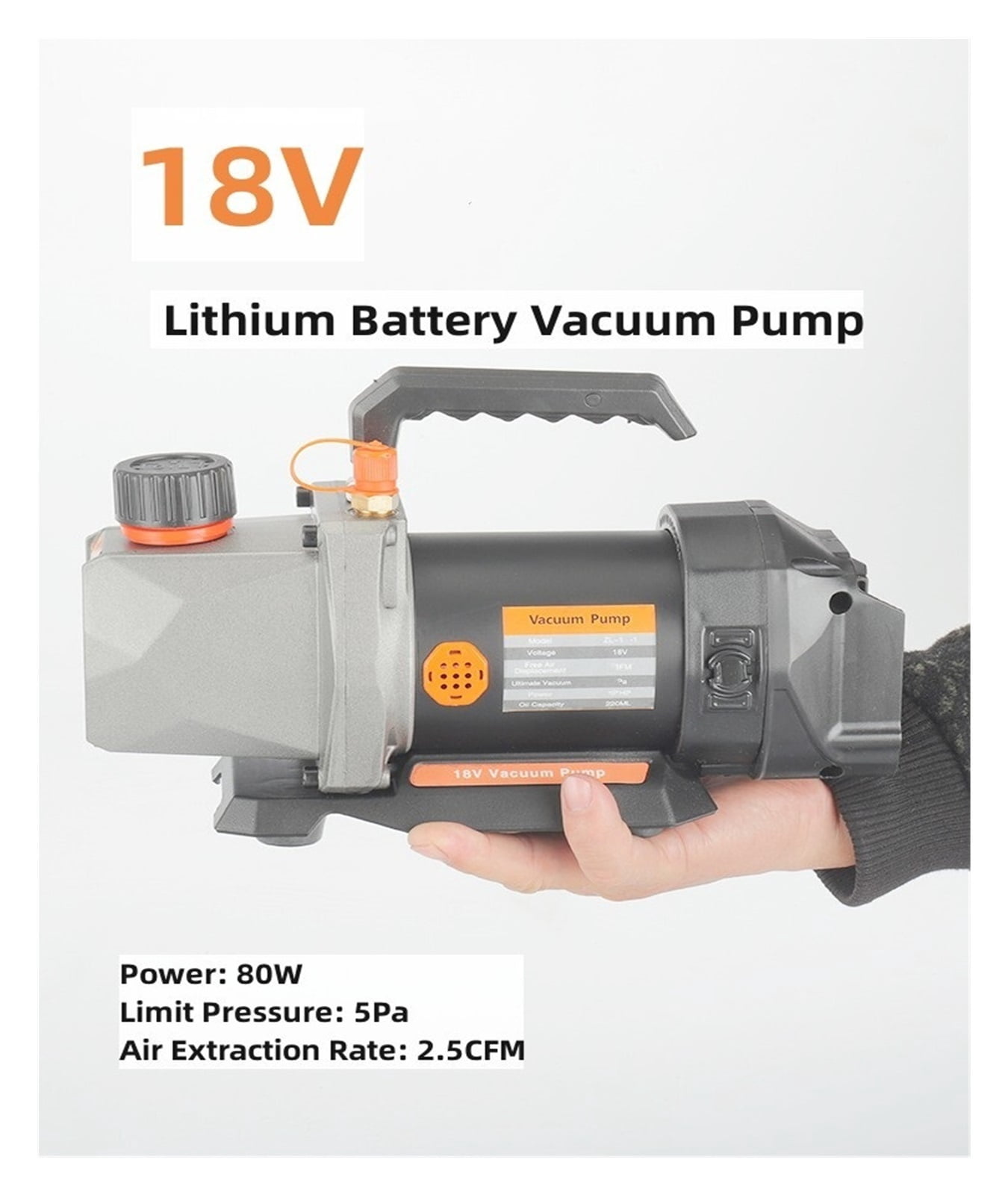 18V Lithium Battery Vacuum Pump 5Pa 80W 2.5CFM 1/4 Air Inlet Refrigeration For Car Household Air Conditioning For 18V Battery ,Outstanding Oil Inlet System